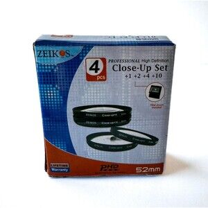 Zeikos Lens Filter Set 62mm Close-Up 4pcs. +1, +2, +4. +10 With Case